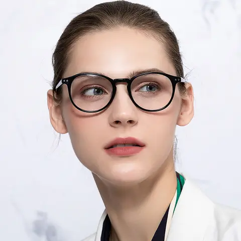 Lunettes rondes en acétate — anti-lumière bleue